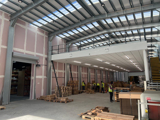 Commercial interior with mezzanine