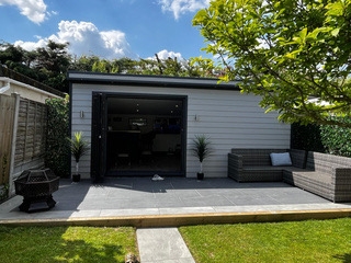 Grey garden build with patio