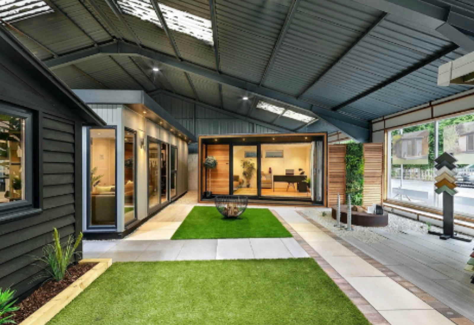 Inside a showsite with finished buildings on display